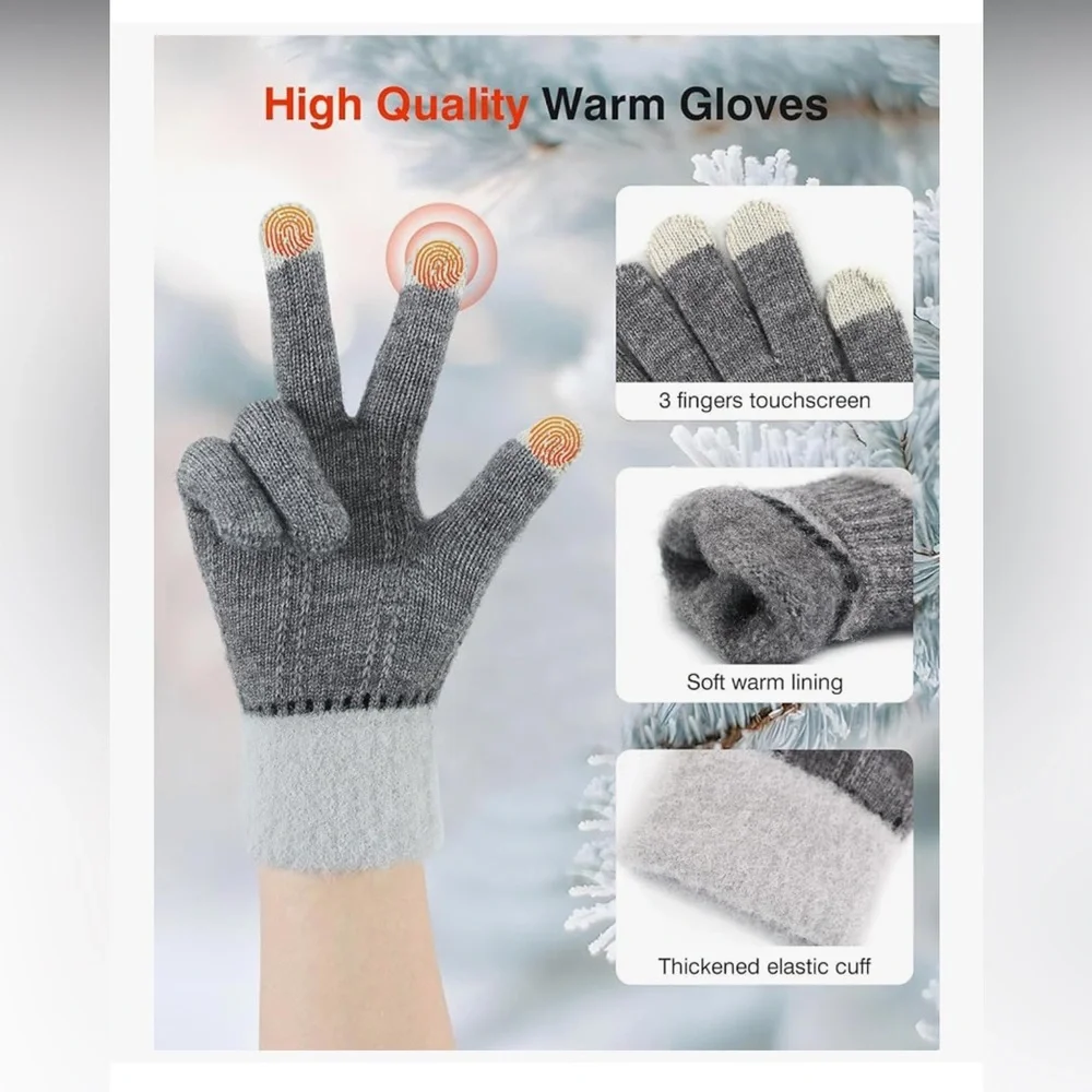 🆕 4 Pairs Winter Gloves for Women Winter Touchscreen Texting Gloves